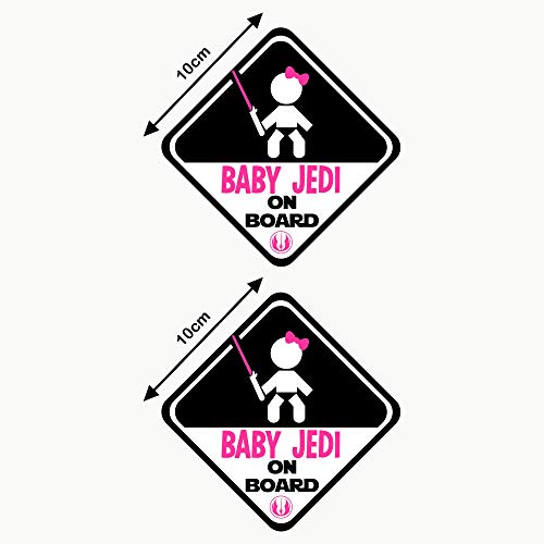 Autodomy Adesivi Baby Jedi Ragazza Star Wars Baby On Board Bimbo a Bordo Baby in Car Confezione 2 Pezzi per Auto (Uso Esterno)