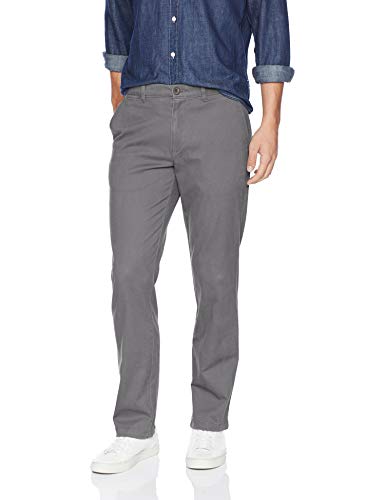 Amazon Essentials - Pantaloni kaki da uomo a sigaretta, stile casual, elasticizzati, Grigio (Dark Grey), 34W x 30L