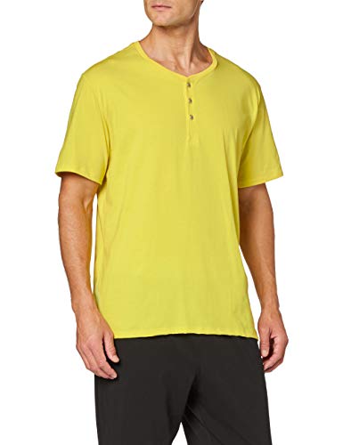 Schiesser Mix & Relax T-Shirt Knopfleiste Maglia Pigiama, Giallo (Gelb 600), Medium (Taglia Produttore: 050) Uomo