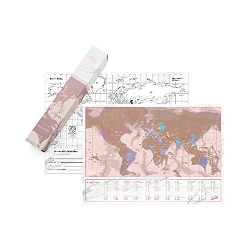 Luckies of London Scratch Map Rose Gold Travel Edition - Mappa del mondo da grattare - Rosa/Oro