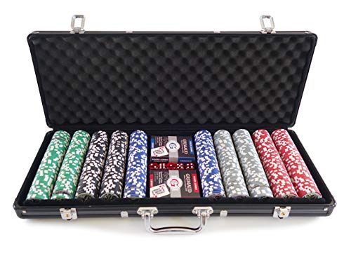 Smir 360355 - Set da Poker Grimaud, 500 fiches Americane, Valigetta Nera in Alluminio [Importato dalla Francia]