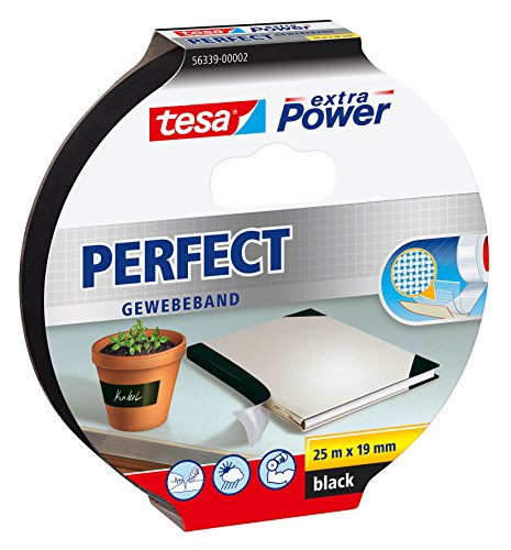 Tesa 56339-00002-01 extra Power Perfect Adhesive Tape 25 m x 19 mm Black