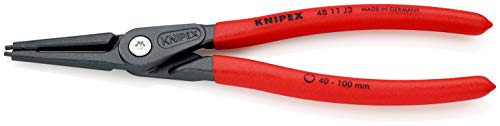 KNIPEX 48 11 J3 Pinza di precisione per anelli di sicurezza per anelli di sicurezza interni a fori bonderizzata grigia rivestiti in resina sintetica antiscivolo 225 mm