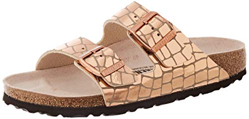 Birkenstock Sandales Arizona Microfibre Gator Gleam Copper, Sandali Bambina, 35 EU Étroit