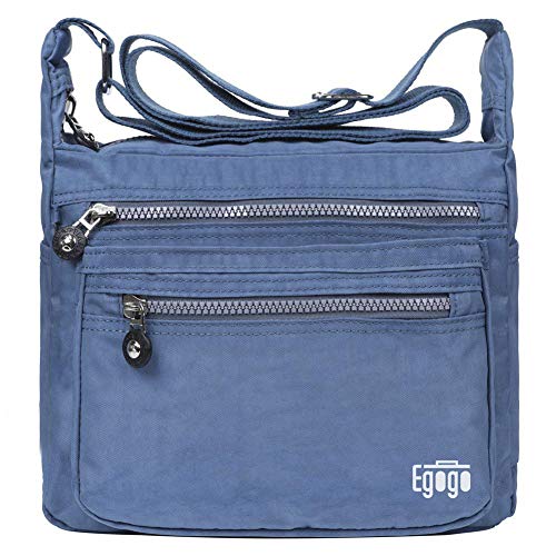 EGOGO donne borse a spalla borsa a tracolla muliti tasche borsetta E303-5 (Blu)