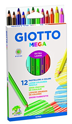 Giotto 225600 - Mega Astuccio 12 Maxi Pastelloni Colorati