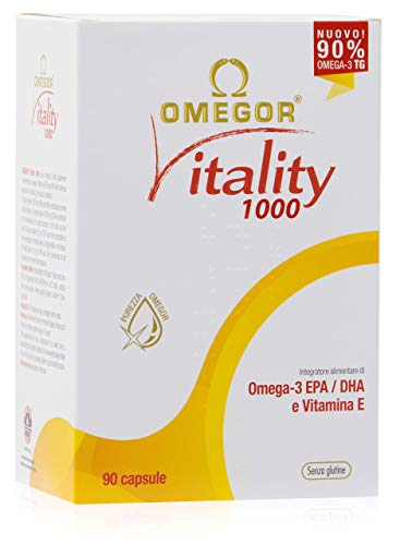 Omega 3 OMEGOR® Vitality 1000-90% di Omega-3 TG! Certificato IFOS dal 2006. 800mg EPA e DHA per capsula in rapporto 2:1. Struttura min. 90% Trigliceridi e distillazione molecolare | 90 cps da 1000