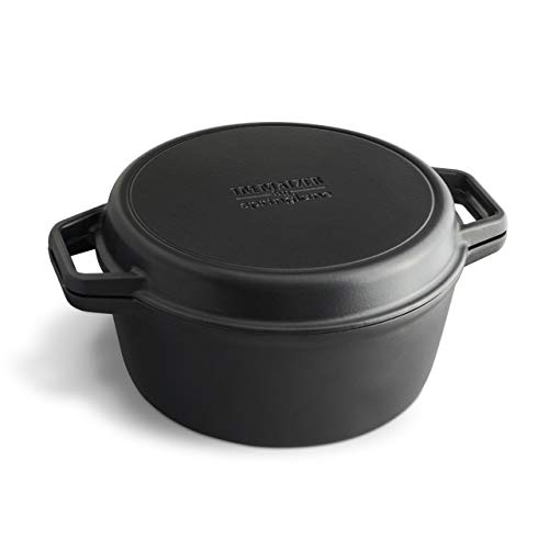 Casseruola en Ghisa con Coperchio, Rostiera con Manici, Rivestimento Smaltato Antigraffio, Pentola per il Forno - 28 cm, 6 l