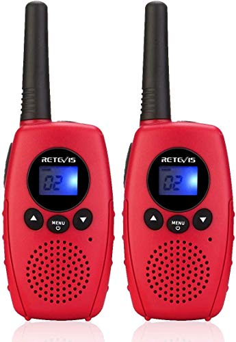 Retevis RT628B Walkie Talkie Bambini, Ricetrasmittenti Bambini, PMR446 3 Canali Volume Regolabile Blocco Tasti, Giocattolo Regalo per Ragazzi Ragazze Campeggio, Escursionismo, Giardino(Rosso, 1 Paio)