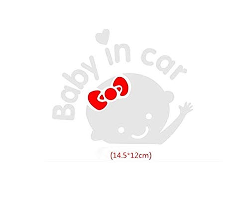 HANBIN Adesivo riflettente auto 3D Cuore rosso BABY IN CAR Adesivo riflettente di avviso Finestrino posteriore Vinile BABY IN CAR Adesivo riflettente di avvertimento Farfalla auto con autoadesivo per