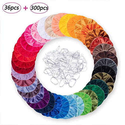 Viccess 36 Pezzi Elastico Capelli Velluto e 300 Pezzi Elastici per Capelli Trasparenti Scrunchies per Capelli Accessori per Capelli per Donne Ragazze