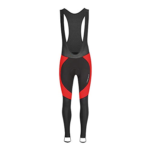 WOSAWE Salopette Lunga per Ciclismo da Uomo, Traspirante 3D Gel Imbottito Lunghi Pantaloni Calzamaglia Termico Invernale (Nero con Rosso L)