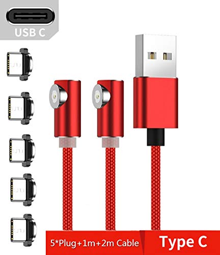 Ruibo Sike - Cavo di ricarica magnetico USB a forma di L, 90 gradi Tipo C Rosso