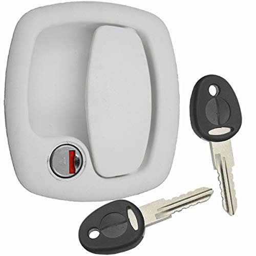 Serratura per porta di roulotte, camper, caravan, sistema FF, colore bianco