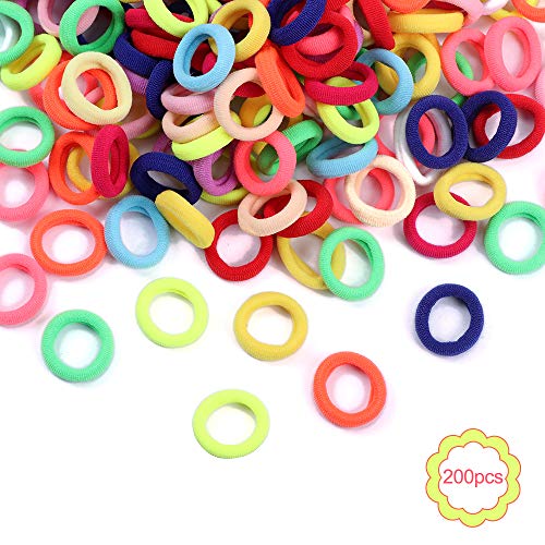 200 Pezzi Colorati elastici per capelli per bambine elastici mini per i capelli dei bambini e per la coda di cavallo