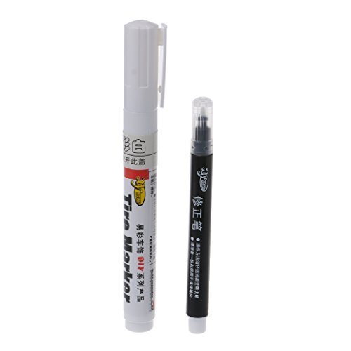 Lamdoo Paint Pen for Cars 1 Set di Pennarello per Pneumatici Permanente di Colore Bianco per Pneumatici per Auto e Moto