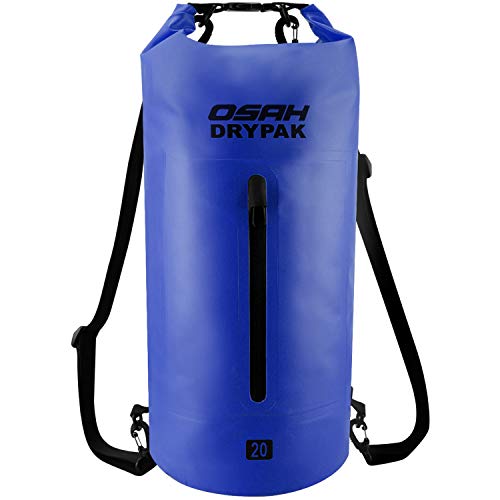 OSAH DRYPAK Borse Impermeabile Sacca Dry Bag 5L 10L 15L 20L 30L con Tracolla Regolabile per Spiaggia Sport d'Acqua Trekking Kayak Canoa Pesca Rafting Nuoto Campeggio (Viola Chiaro, 20L)