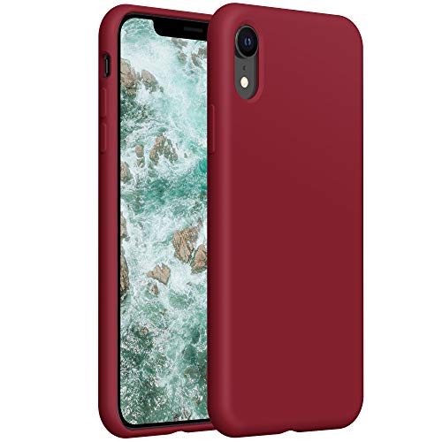 YATWIN Compatibile con Cover iPhone XR, Custodia per iPhone XR Silicone Liquido, Protezione Completa del Corpo con Fodera in Microfibra, Compatibile con iPhone XR 6,1'', Vino Rosso