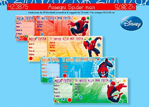 1 PEZZO Blocchetto Carnet da 15 INVITI COMPLEANNO SPIDERMAN 1 A SCELTA