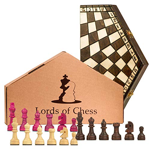 Scacchiera in Legno Professionale Scacchi Tre Giocatori - Chess, Scacchiere Set Portatile Gioco da Viaggio per Adulti Bambini (40X35 cm, Scacchi per 3 Persone)