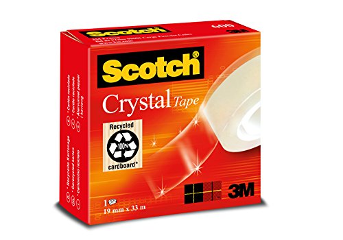 Scotch Crystal Clear Nastro Adesivo 3M Trasparente, 19 mm x 33 mm, 1 Pezzo