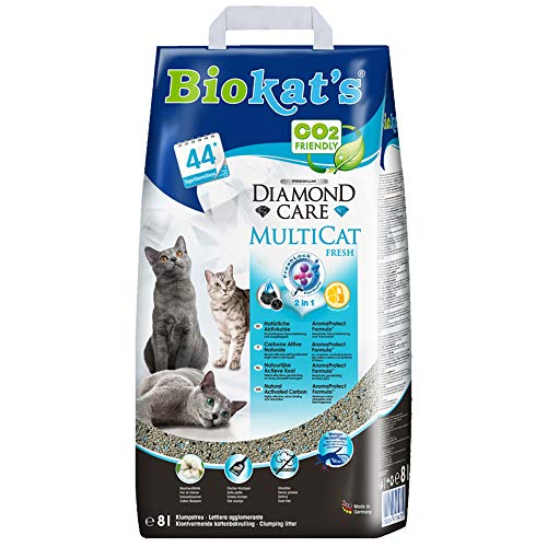 Biokat's Diamond Care MultiCat Fresh Lettiera per Gatti con Carbone Attivo, appositamente sviluppata per Famiglie con più Gatti