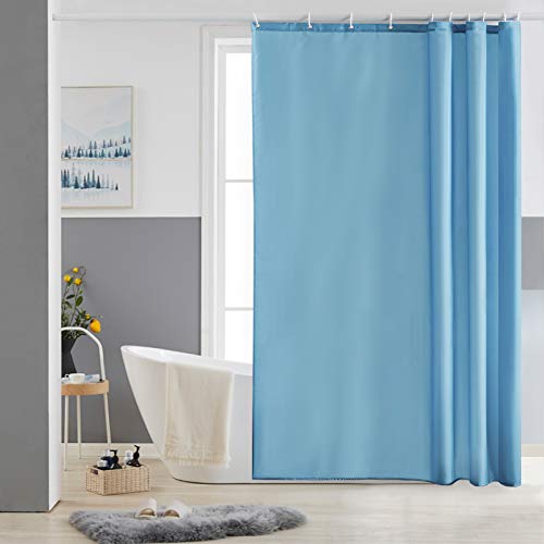 Furlinic Tende Doccia Anti-Muffa Tessuto in Poliestere, Azzurro Tende Doccia Angolare Impermeabile &Lavabile,Tenda Vasca da Bagno con 10 Ganci Tenda doccia-150x180cm.