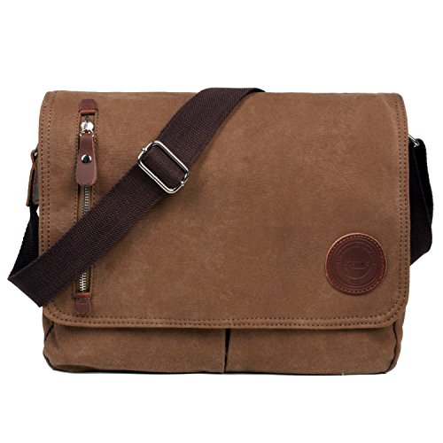 LOSMILE Borse a spalla da uomo, Borse Messenger Borsa a Tracolla Borsa di Tela. (Brown)