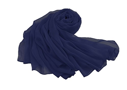 Flora, stola avvolgente in chiffon, per spose e damigelle d'onore, lunga 228,6 cm, misura L, adatta a serate eleganti Navy blue Taglia unica