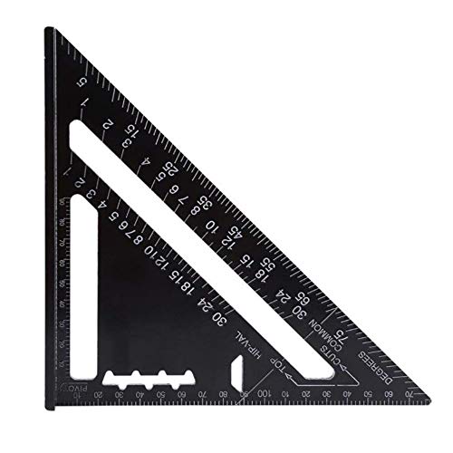 MINGZE Strumento di misura di precisione di alta precisione del triangolo del righello della lega di alluminio nero a 7 pollici per l'ingegnere carpentiere (sistema metrico)