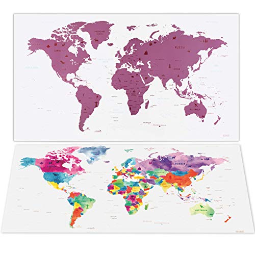 envami Mappa da Grattare Mondo - 80 x 40 cm - Rosato - Mappamondo - Cartina Mondo - Scratch-off Travel Map