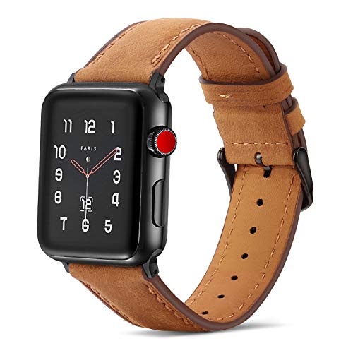 Tasikar per Cinturino Apple Watch 44 mm 42 mm Cinturini di Design in Vera Pelle Compatibile con Apple Watch Serie 5 Serie 4 (44mm) Serie 3 Serie 2 Serie 1 (42mm) - Marrone