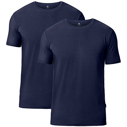 LAPASA Uomo Pacco da 2 T-shirt MicroModal –PURA SOFFICITÀ- Maglia Intima Regular Fit Girocollo Maniche Corte M07 (Medium, Blu navy)