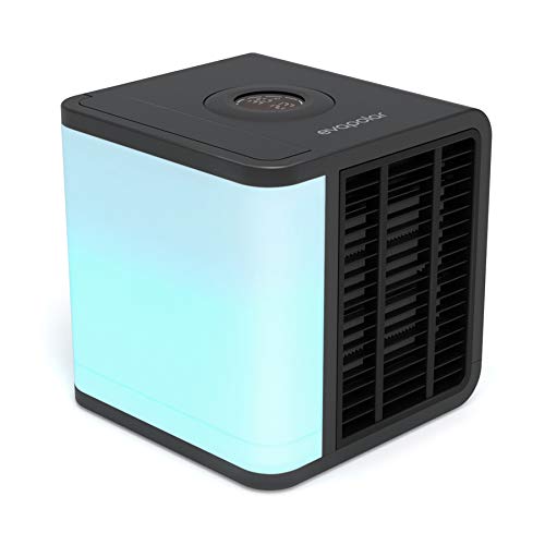 Evapolar evaLIGHT Plus Refrigeratore e umidificatore – Ventilatore portatile con retroilluminazione a LED a spettro completo, silenzioso, facile da usare, elegante, efficiente, colore nero, EV-1500