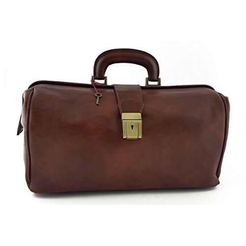 Borsa Per Dottore In Pelle Vera, 1 Scomparto Colore Marrone - Pelletteria Toscana Made In Italy - Business