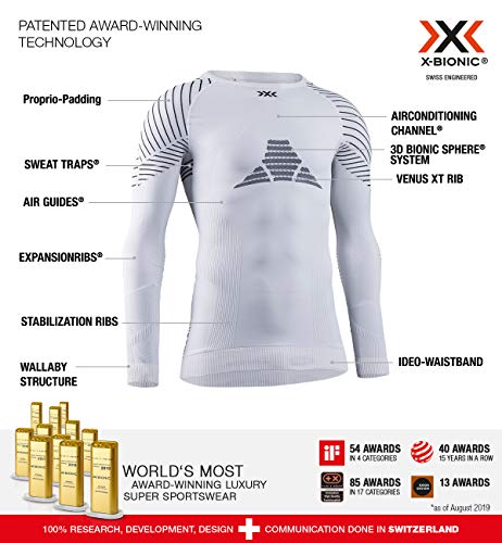 X-Bionic Invent 4.0 RNECK LS M, Strato Base Camicia Funzionale Uomo, White/Black, S