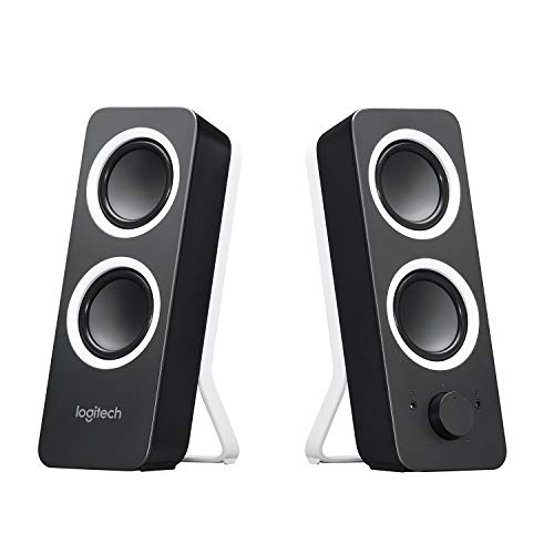 Logitech Z200 Altoparlanti per PC, Audio Stereo Completo, 10 Watt, 2 Ingressi Audio 3.5 mm, Jack ‎per Cuffie, Bassi Regolabili, Presa UK, Computer/TV/Smartphone/Tablet, Nero (Midnight)