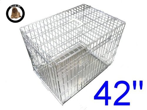 Ellie-Bo Cucciolo del Cane Gabbia Pieghevole Crate 2 Porta con Non-Chew Vassoio di Metallo Extra Large d'Argento da 42 Pollici