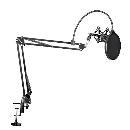 Neewer NW-35 Supporto per Microfono a Sospensione con Braccio a Forbice con Supporto Clip per Microfono, Filtro Anti-pop e Supporto Antiurto, Compatibile con Blue Yeti Snowball Yeti X ecc.