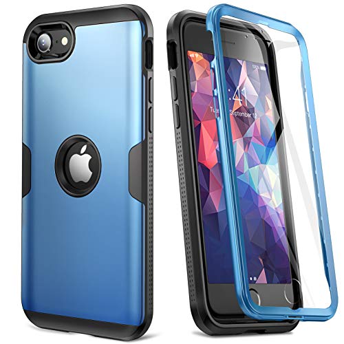 Cover per iPhone SE 2020 Custodia protettiva con protezione per lo schermo integrata resistente Copertura sottile antiurto adatta per iPhone SE 2020 Case per cellulare 4.7 pollici (2020) -blu