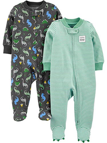 Simple Joys by Carter's Confezione da 2 Zip A 2 Vie in Cotone per Dormire E Giocare. Infant-And-Toddler-Sleepers, Stampa Dinosauri, 6-9 Months