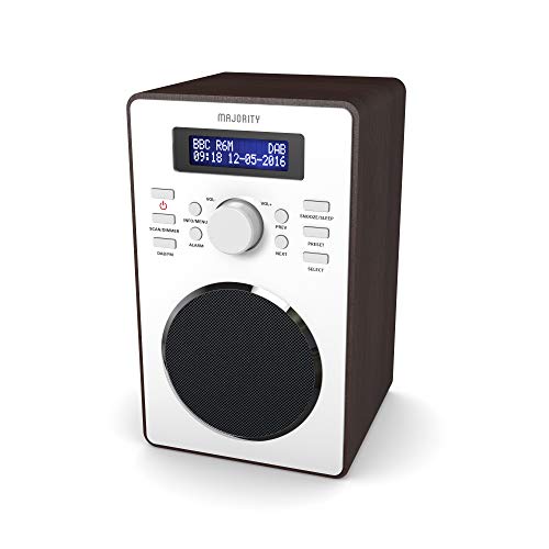 Majority Barton II Digitale DAB/DAB+ e FM radio, Doppio Allarme, Snooze e Funzione sleep, Impostazione ora automatica … (Noce)