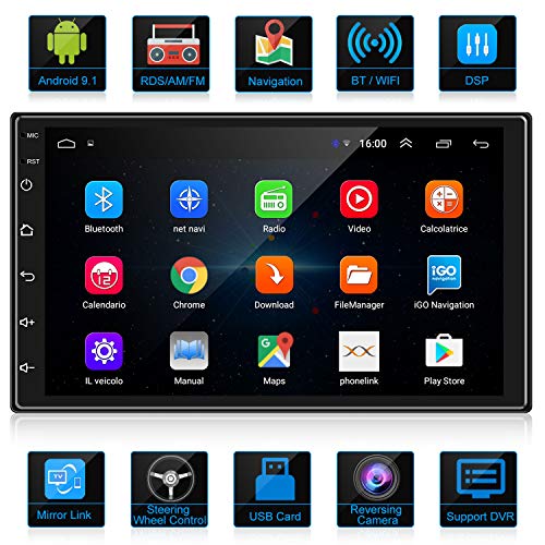 ANKEWAY 2021 Nuovo 7 Pollici Android 9,1 Autoradio 2 DIN con WiFi+DSP+Bluetooth+RDS/FM/AM+Navigazione GPS, 1080P HD Touch Screen Internet Multimedia Autoradio con Telecamera di Retromarcia e Microfono