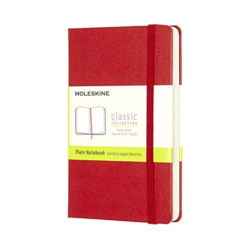 Moleskine Classic Notebook, Taccuino con Pagine Bianche, Copertina Rigida e Chiusura ad Elastico, Formato Pocket 9 x 14 cm, Colore Rosso Scarlatto, 192 Pagine