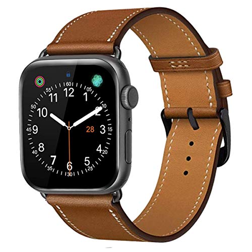 iBazal Cinturini Compatibile con iWatch Cinturino Series 6 SE 5 4 40mm 38mm Series 3 2 1 Pelle Cuoio Braccialetto Cinghia Braccialetti Sostituzione Orologio Accessorio - Classico Marrone/Nero