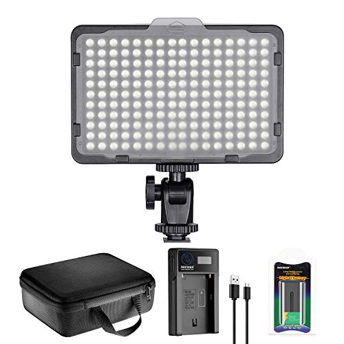 Neewer Kit d’Illuminazione Luce 176 LED: Pannello 176 LED Dimmerabile con Batteria a Litio 2200mAh, Caricabatterie a USB & Custodia, per Foto di Prodotti Ritratti