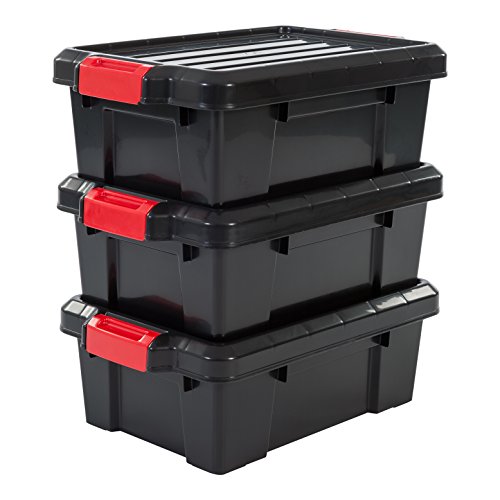 Iris Ohyama 135733 sk-130 Power Box Set di 3 contenitori di plastica nero 46 x 29.7 x 16 cm
