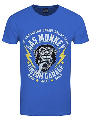 T-Shirt Gas Monkey Lightning Bolts da Uomo in Blu