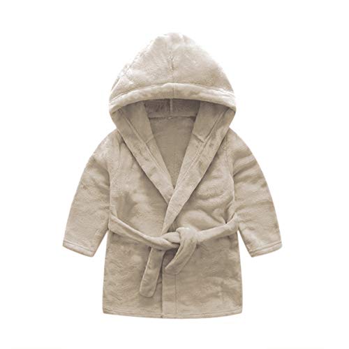 DEBAIJIA Bambini Accappatoio 0-14T Bambino Vestaglia Neonati Biancheria da Notte Bebè Pigiama Kid Ragazzi Ragazze Unisex（Kaki Chiaro-90）