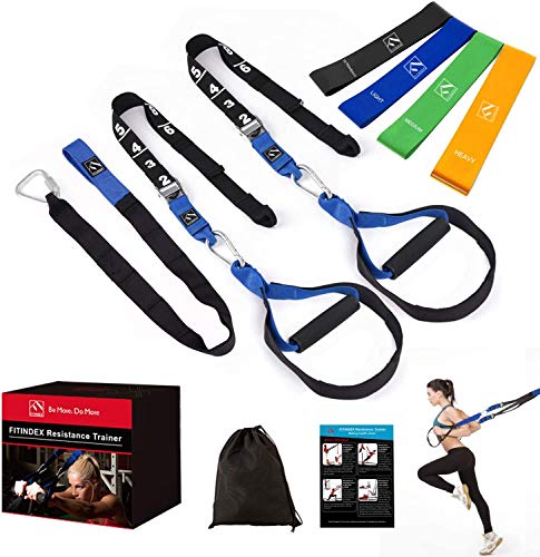 FITINDEX Kit di resistenza per allenamento e peso corporeo,Cinghie di sospensione per allenamento a casa,Allenatore Fitness di con fasce elastiche di resistenza,per tua palestra in casa e fuori casa